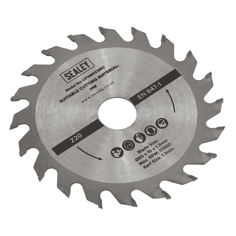 Sealey SM85B20 20tpu Circular Saw Blade Ø85 x 15 x 1.3mm - SM85B20 - Sealey Tools UK - Trade Counter Direct