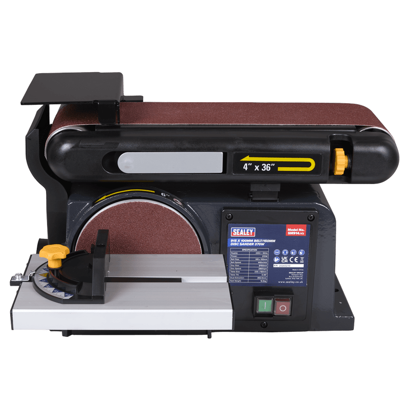 Sealey SM914 915 x 100mm Belt/150mm Disc Sander 370W/230V - SM914 - Sealey Tools UK - Trade Counter Direct