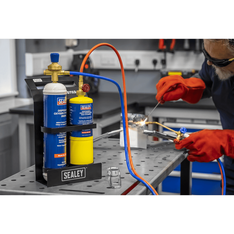 Sealey SMGKIT02 MAPP Gas & Oxygen Brazing Kit with 400g MAPP Cylinder & 950ml Oxygen Cylinder - SMGKIT02 - Sealey Tools UK - Trade Counter Direct
