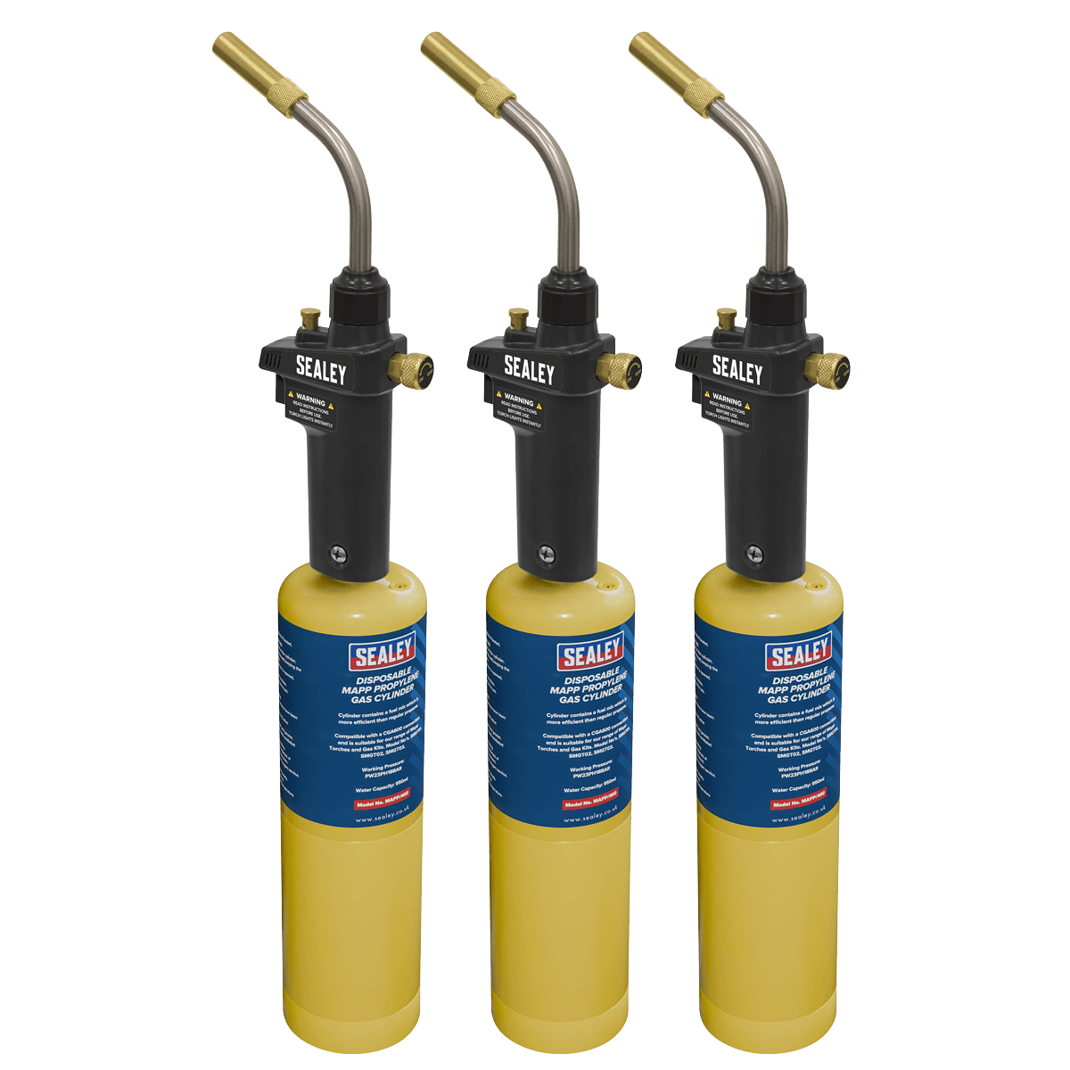 Sealey SMGKIT03 Brazing & Soldering MAPP Gas Torch & MAPP Cylinder - Pack of 3 - SMGKIT03 - Sealey Tools UK - Trade Counter Direct