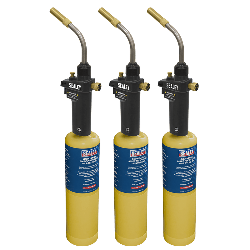 Sealey SMGKIT03 Brazing & Soldering MAPP Gas Torch & MAPP Cylinder - Pack of 3 - SMGKIT03 - Sealey Tools UK - Trade Counter Direct
