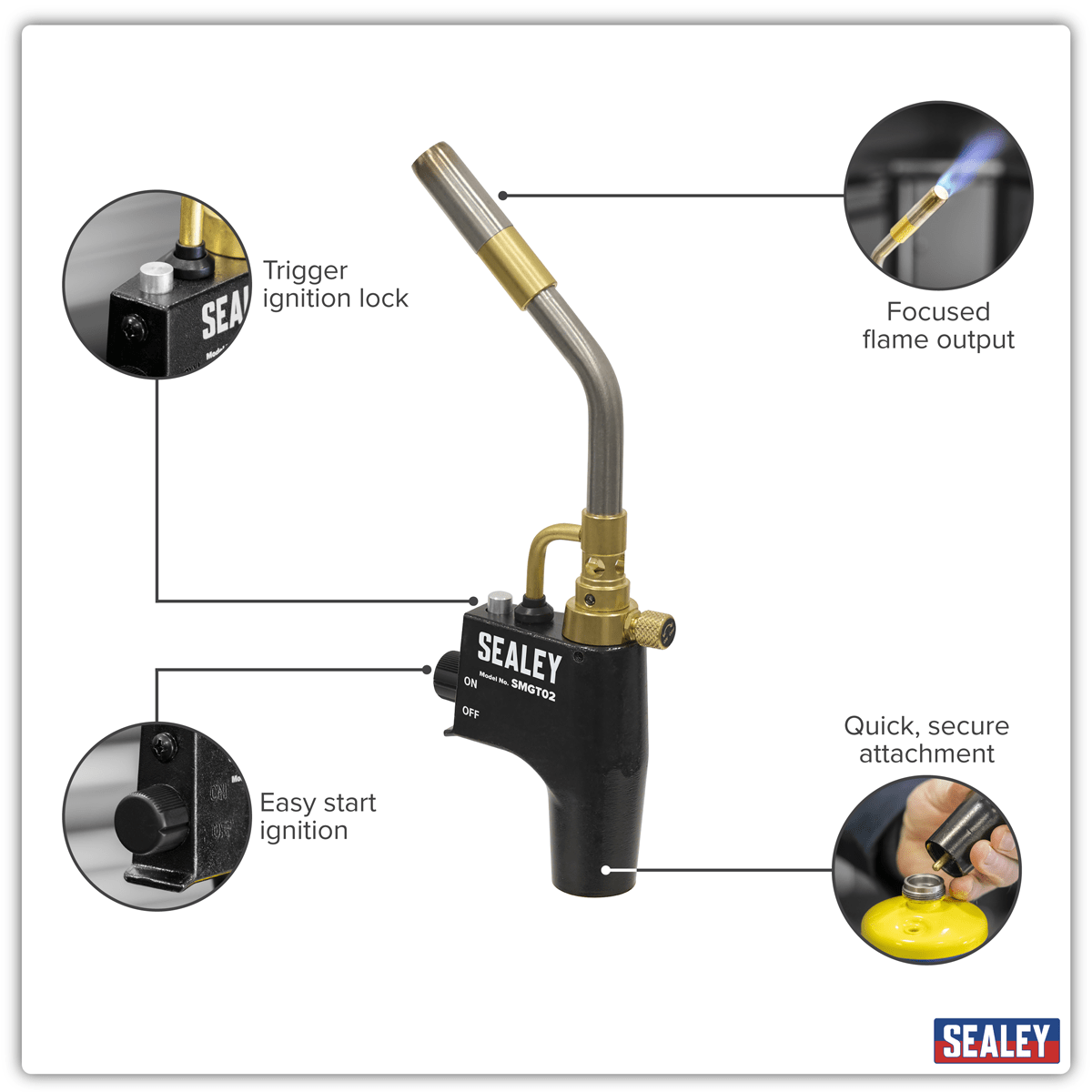 Sealey SMGT02 Industrial MAPP & Propane Gas Brazing Torch - SMGT02 - Sealey Tools UK - Trade Counter Direct