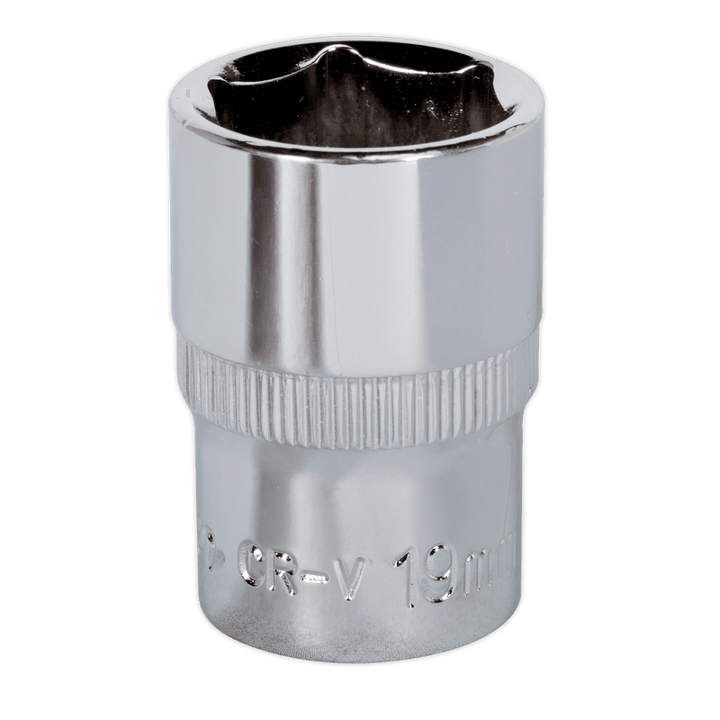Sealey SP1219 WallDrive® Socket 19mm 1/2"Sq Drive Fully Polished - SP1219 - Sealey Tools UK - Trade Counter Direct