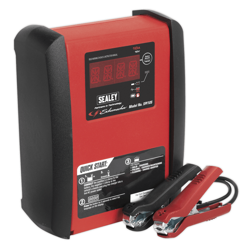 Sealey SPI10S Schumacher® Intelligent Speed Charge Battery Charger 10A 12V - SPI10S - Sealey Tools UK - Trade Counter Direct