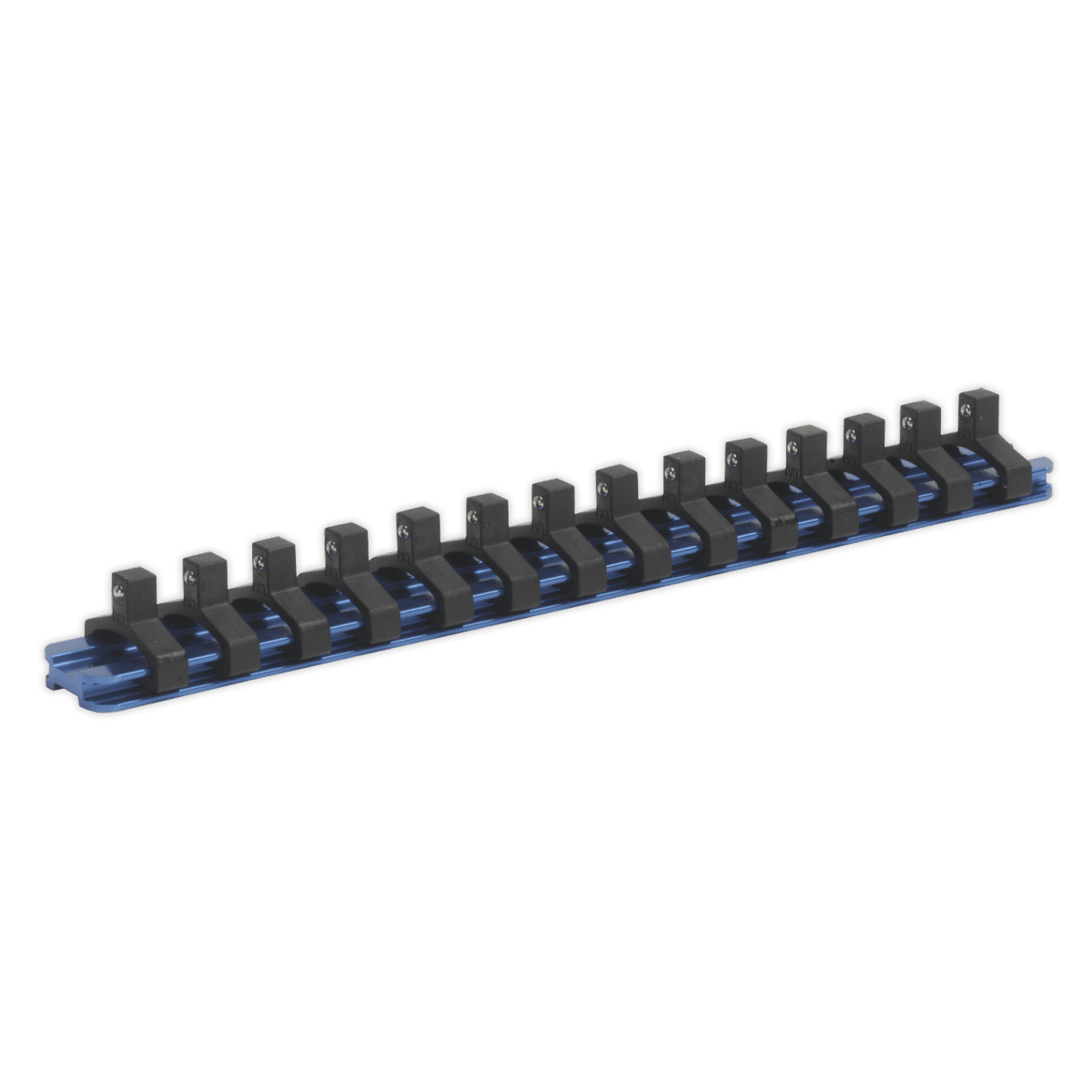Sealey SR1414 Socket Retaining Rail with 14 Clips Aluminium 1/4"Sq Drive - SR1414 - Sealey Tools UK - Trade Counter Direct