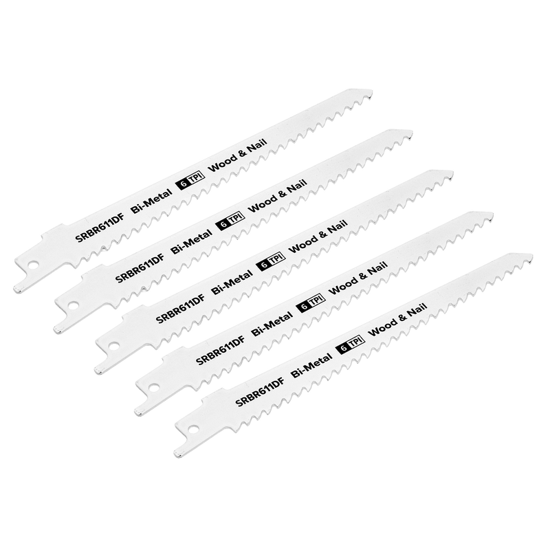 Sealey SRBR611DF Reciprocating Saw Blade Wood & Nail 150mm 6tpi - Pack of 5 - SRBR611DF - Sealey Tools UK - Trade Counter Direct