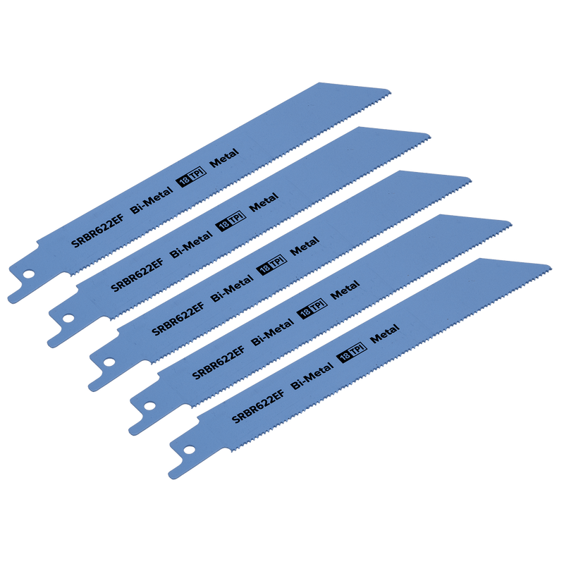 Sealey SRBR622EF Reciprocating Saw Blade for Metal 150mm 18tpi - Pack of 5 - SRBR622EF - Sealey Tools UK - Trade Counter Direct