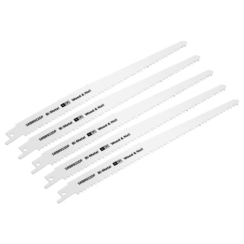 Sealey SRBR922DF Reciprocating Saw Blade for Wood & Nails 230mm 6tpi - Pack of 5 - SRBR922DF - Sealey Tools UK - Trade Counter Direct