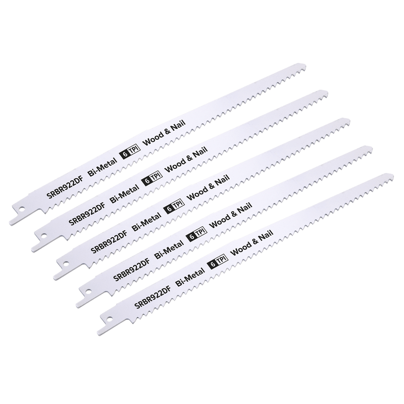 Sealey SRBR922DF Reciprocating Saw Blade for Wood & Nails 230mm 6tpi - Pack of 5 - SRBR922DF - Sealey Tools UK - Trade Counter Direct
