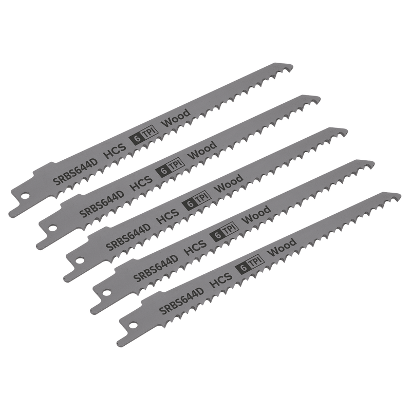 Sealey SRBS644D Reciprocating Saw Blade for Clean Wood 150mm 6tpi - Pack of 5 - SRBS644D - Sealey Tools UK - Trade Counter Direct