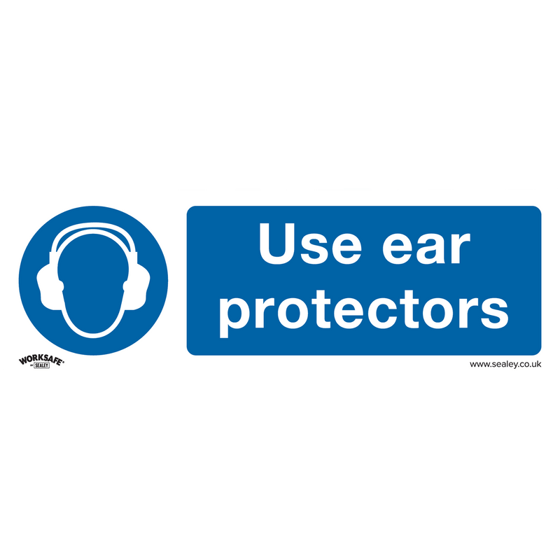 Sealey SS10V1 Worksafe® Use Ear Protectors Safety Sign - Self-Adhesive Vinyl - SS10V1 - Sealey Tools UK - Trade Counter Direct