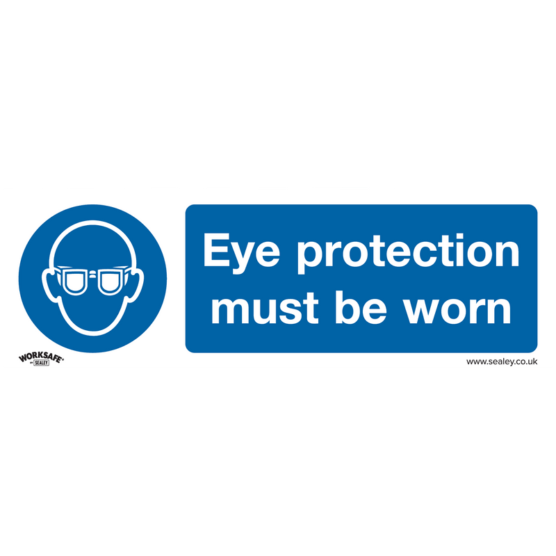 Sealey SS11V10 Worksafe® Eye Protection Must Be Worn Safety Sign, Self-Adhesive Vinyl - Pack of 10 - SS11V10 - Sealey Tools UK - Trade Counter Direct