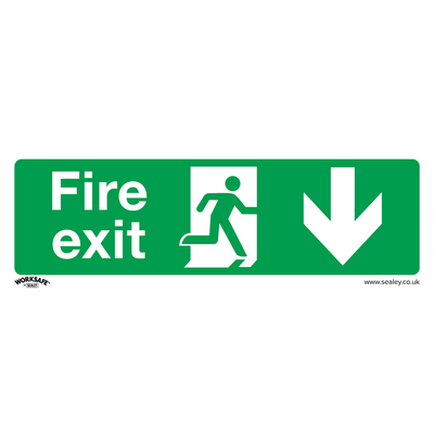 Sealey SS22P10 Worksafe® Fire Exit (Down) Safety Sign, Rigid Plastic - Pack of 10 - SS22P10 - Sealey Tools UK - Trade Counter Direct
