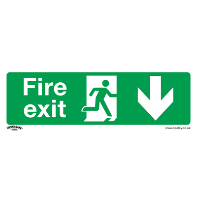 Sealey SS22V10 Worksafe® Fire Exit (Down) Safety Sign, Self-Adhesive Vinyl - Pack of 10 - SS22V10 - Sealey Tools UK - Trade Counter Direct