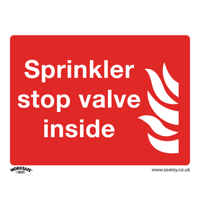 Sealey SS23P1 Worksafe® Sprinkler Stop Valve Safety Sign - Rigid Plastic - SS23P1 - Sealey Tools UK - Trade Counter Direct