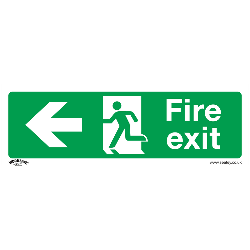 Sealey SS25P1 Worksafe® Fire Exit (Left) Safety Sign - Rigid Plastic - SS25P1 - Sealey Tools UK - Trade Counter Direct