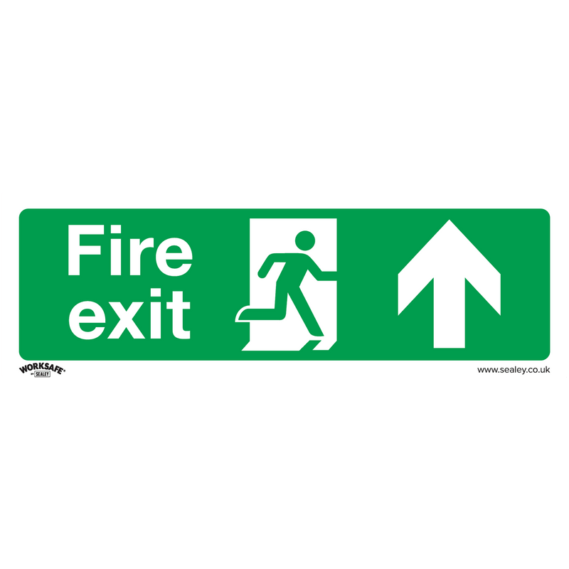 Sealey SS28P1 Worksafe® Fire Exit (Up) Safety Sign - Rigid Plastic - SS28P1 - Sealey Tools UK - Trade Counter Direct