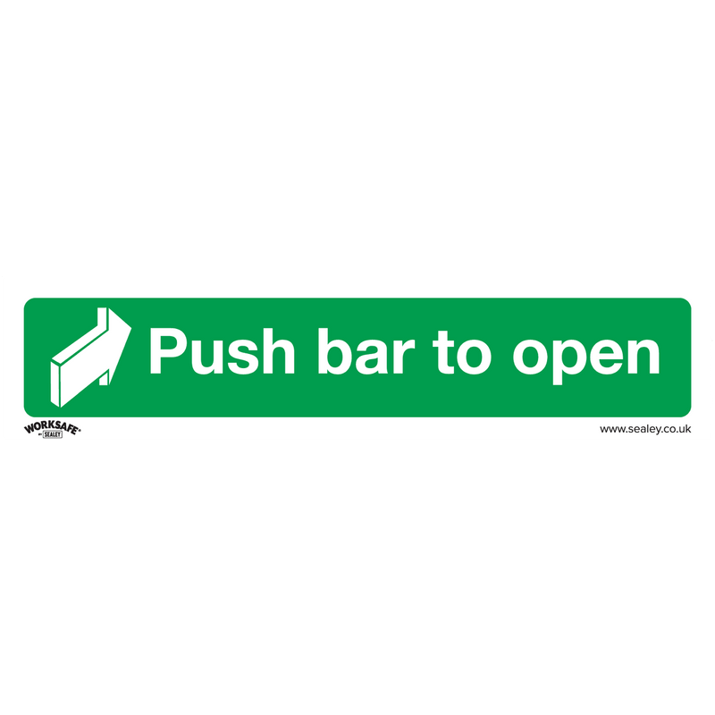 Sealey SS29V1 Worksafe® Push Bar To Open Safety Sign - Self-Adhesive Vinyl - SS29V1 - Sealey Tools UK - Trade Counter Direct