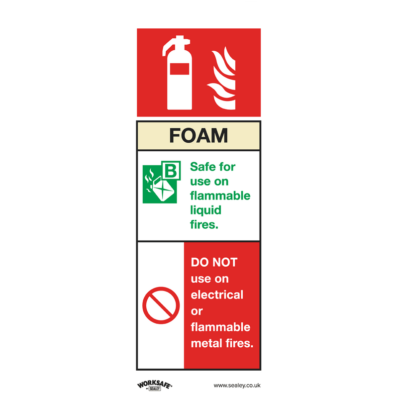 Sealey SS30P1 Worksafe® Foam Fire Extinguisher Safety Sign - Rigid Plastic - SS30P1 - Sealey Tools UK - Trade Counter Direct