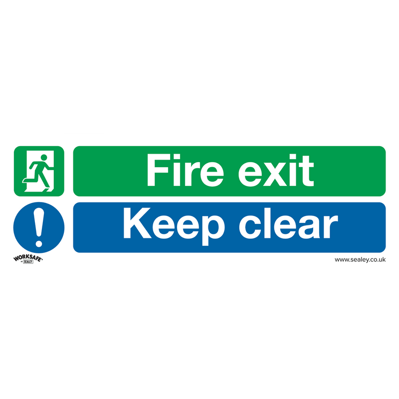 Sealey SS32V1 Worksafe® Fire Exit Keep Clear (Large) Safety Sign - Self-Adhesive Vinyl - SS32V1 - Sealey Tools UK - Trade Counter Direct
