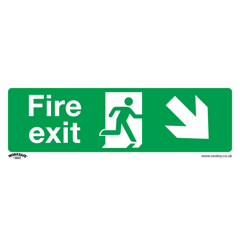 Sealey SS36P1 Worksafe® Fire Exit (Down Right) Safety Sign - Rigid Plastic - SS36P1 - Sealey Tools UK - Trade Counter Direct
