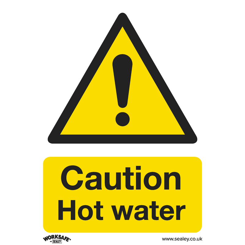 Sealey SS38P1 Worksafe® Caution Hot Water Safety Sign- Rigid Plastic - SS38P1 - Sealey Tools UK - Trade Counter Direct
