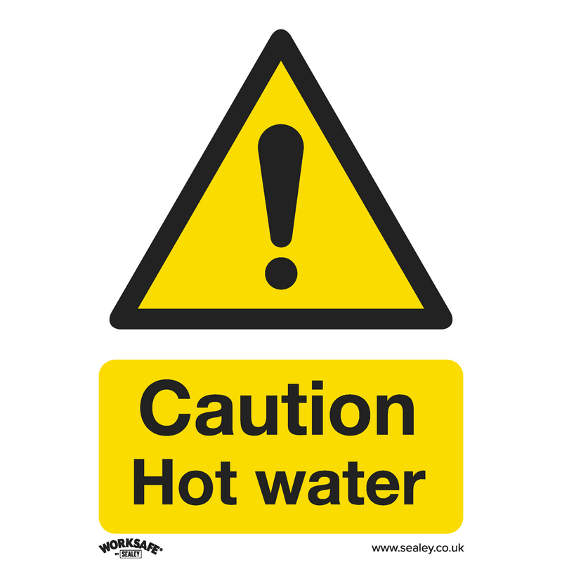 Sealey SS38V1 Worksafe® Caution Hot Water Safety Sign - Self-Adhesive Vinyl - SS38V1 - Sealey Tools UK - Trade Counter Direct