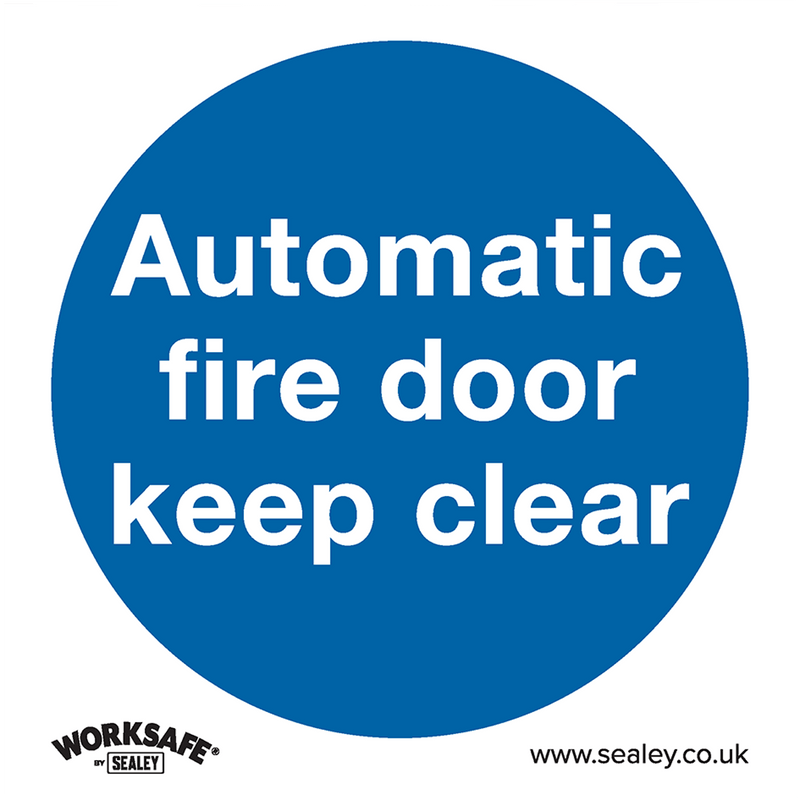 Sealey SS3P1 Worksafe® Automatic Fire Door Keep Clear Safety Sign - Rigid Plastic - SS3P1 - Sealey Tools UK - Trade Counter Direct