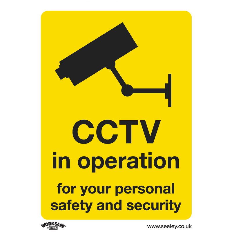 Sealey SS40P10 Worksafe® CCTV Safety Sign, Rigid Plastic - Pack of 10 - SS40P10 - Sealey Tools UK - Trade Counter Direct