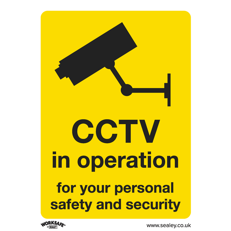 Sealey SS40V10 Worksafe® CCTV Safety Sign, Self-Adhesive Vinyl - Pack of 10 - SS40V10 - Sealey Tools UK - Trade Counter Direct