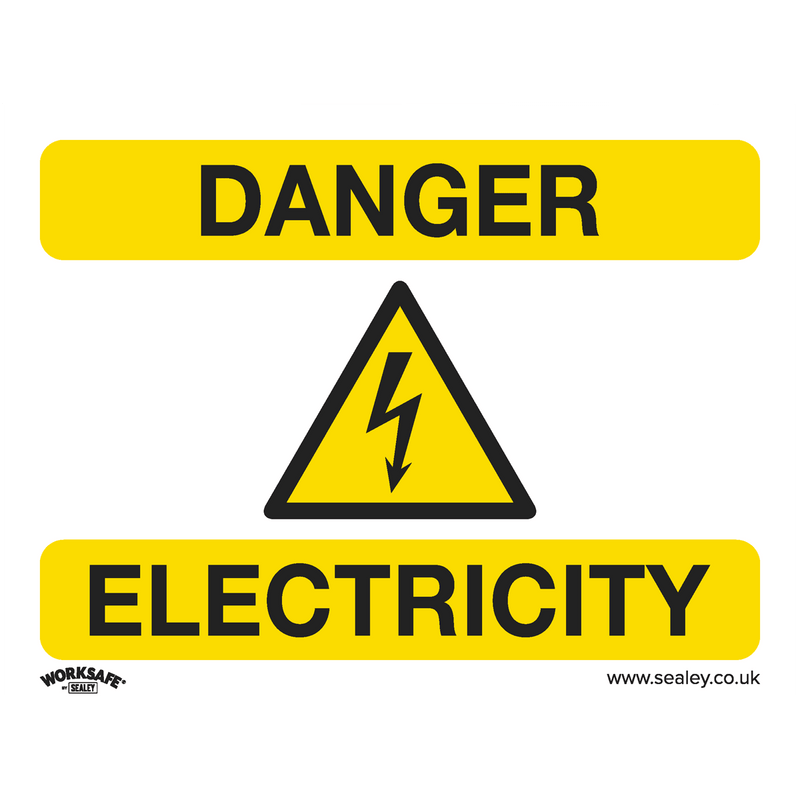 Sealey SS41P1 Worksafe® Danger Electricity Safety Sign - Rigid Plastic - SS41P1 - Sealey Tools UK - Trade Counter Direct