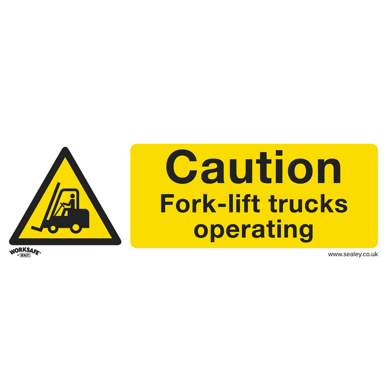 Sealey SS44P1 Worksafe® Caution Fork-Lift Trucks Safety Sign - Rigid Plastic - SS44P1 - Sealey Tools UK - Trade Counter Direct