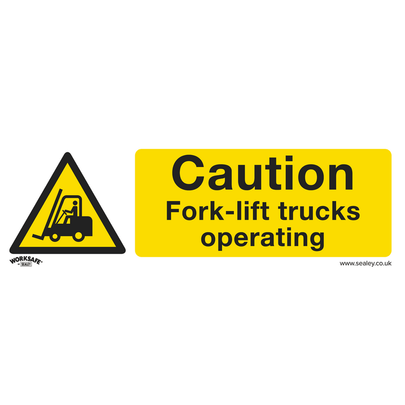 Sealey SS44V1 Worksafe® Caution Fork-Lift Trucks Safety Sign - Self-Adhesive Vinyl - SS44V1 - Sealey Tools UK - Trade Counter Direct