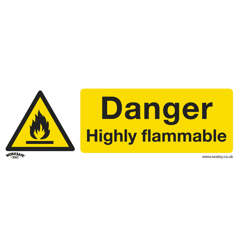 Sealey SS45P1 Worksafe® Danger Highly Flammable Safety Sign - Rigid Plastic - SS45P1 - Sealey Tools UK - Trade Counter Direct