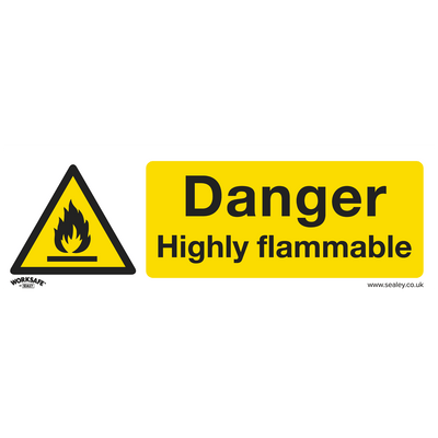 Sealey SS45V1 Worksafe® Danger Highly Flammable Safety Sign - Self-Adhesive Vinyl - SS45V1 - Sealey Tools UK - Trade Counter Direct