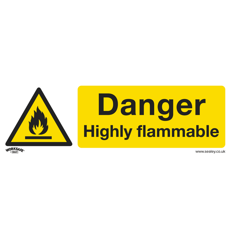 Sealey SS45V1 Worksafe® Danger Highly Flammable Safety Sign - Self-Adhesive Vinyl - SS45V1 - Sealey Tools UK - Trade Counter Direct