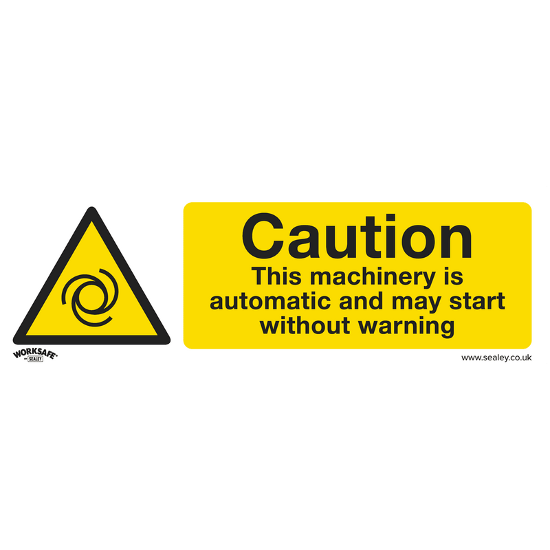 Sealey SS47P10 Worksafe® Caution Automatic Machinery Safety Sign, Rigid Plastic - Pack of 10 - SS47P10 - Sealey Tools UK - Trade Counter Direct