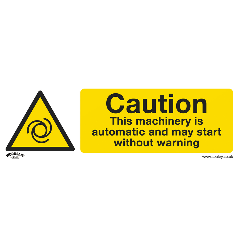 Sealey SS47V1 Worksafe® Caution Automatic Machinery Safety Sign - Self-Adhesive Vinyl - SS47V1 - Sealey Tools UK - Trade Counter Direct