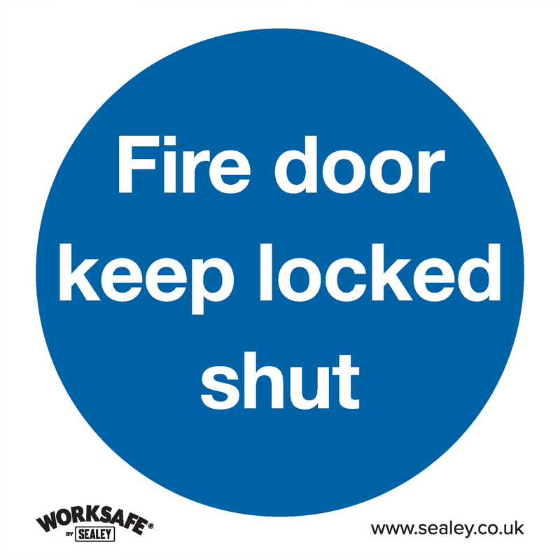 Sealey SS4P10 Worksafe® Fire Door Keep Locked Shut Safety Sign, Rigid Plastic - Pack of 10 - SS4P10 - Sealey Tools UK - Trade Counter Direct