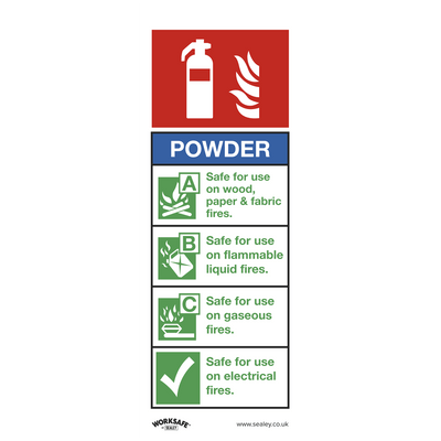 Sealey SS52P1 Worksafe® Powder Fire Extinguisher Safety Sign - Rigid Plastic - SS52P1 - Sealey Tools UK - Trade Counter Direct
