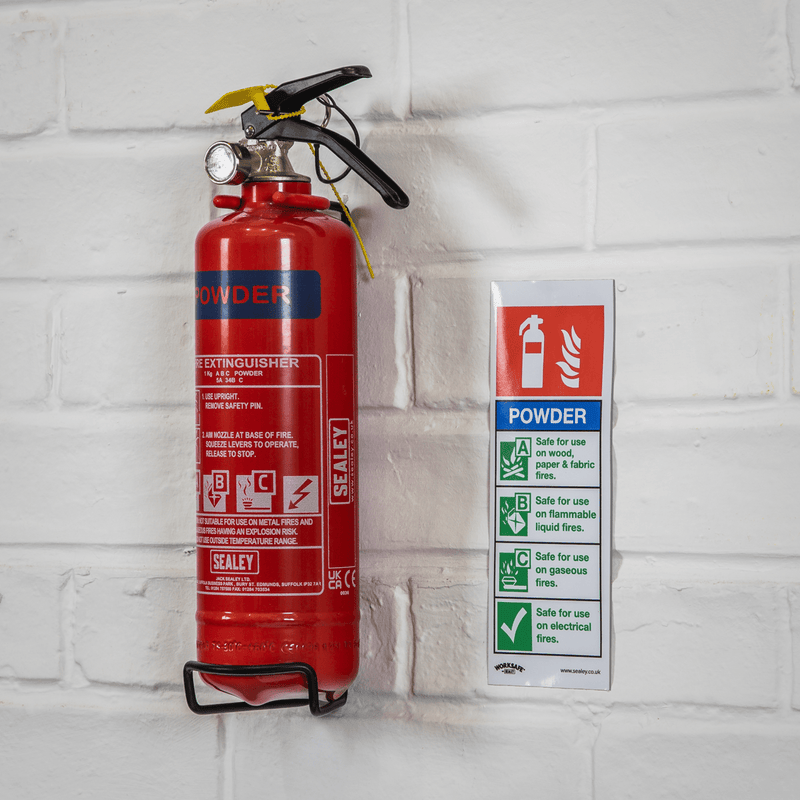 Sealey SS52P1 Worksafe® Powder Fire Extinguisher Safety Sign - Rigid Plastic - SS52P1 - Sealey Tools UK - Trade Counter Direct