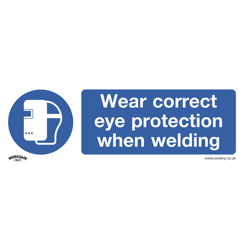 Sealey SS54P1 Worksafe® Wear Eye Protection When Welding Safety Sign - Rigid Plastic - SS54P1 - Sealey Tools UK - Trade Counter Direct