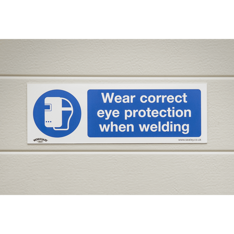 Sealey SS54P1 Worksafe® Wear Eye Protection When Welding Safety Sign - Rigid Plastic - SS54P1 - Sealey Tools UK - Trade Counter Direct