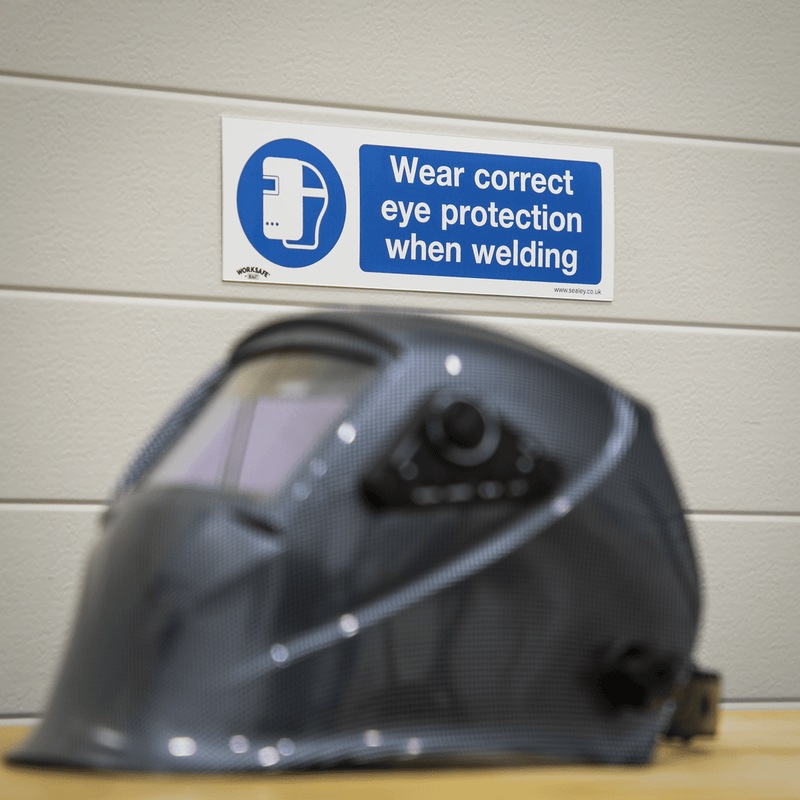 Sealey SS54V10 Worksafe® Wear Eye Protection When Welding Safety Sign, Self-Adhesive Vinyl - Pack of 10 - SS54V10 - Sealey Tools UK - Trade Counter Direct