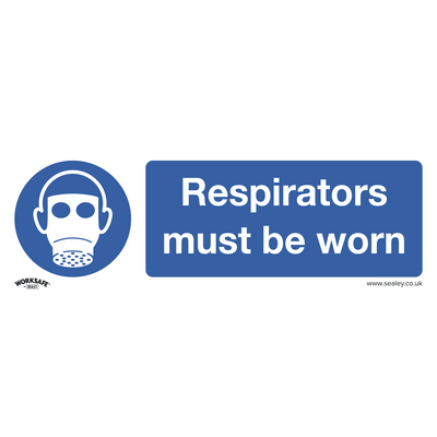 Sealey SS56P1 Worksafe® Respirators Must Be Worn Safety Sign - Rigid Plastic - SS56P1 - Sealey Tools UK - Trade Counter Direct
