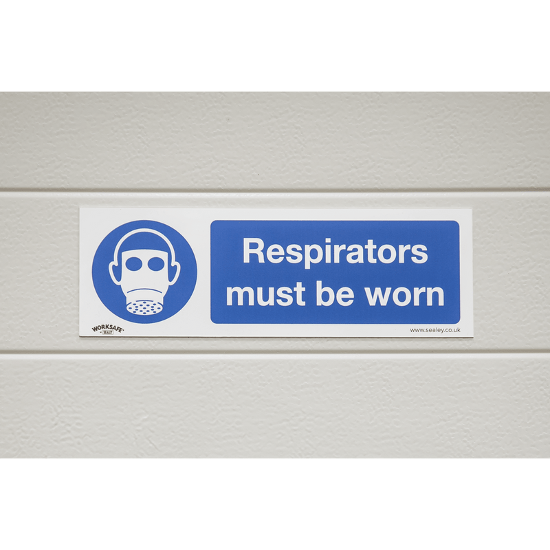 Sealey SS56P1 Worksafe® Respirators Must Be Worn Safety Sign - Rigid Plastic - SS56P1 - Sealey Tools UK - Trade Counter Direct