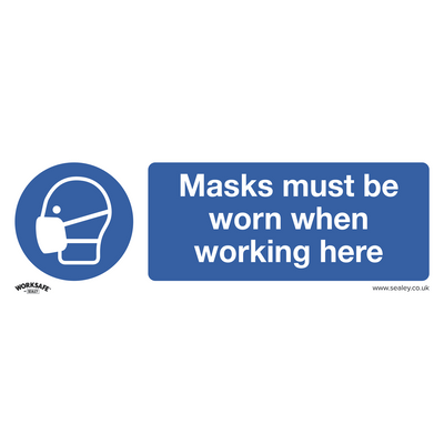 Sealey SS57V1 Worksafe® Masks Must Be Worn Safety Sign - Self-Adhesive Vinyl - SS57V1 - Sealey Tools UK - Trade Counter Direct
