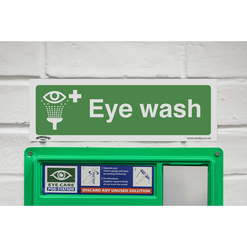 Sealey SS58P1 Worksafe® Eye Wash Safety Sign - Rigid Plastic - SS58P1 - Sealey Tools UK - Trade Counter Direct