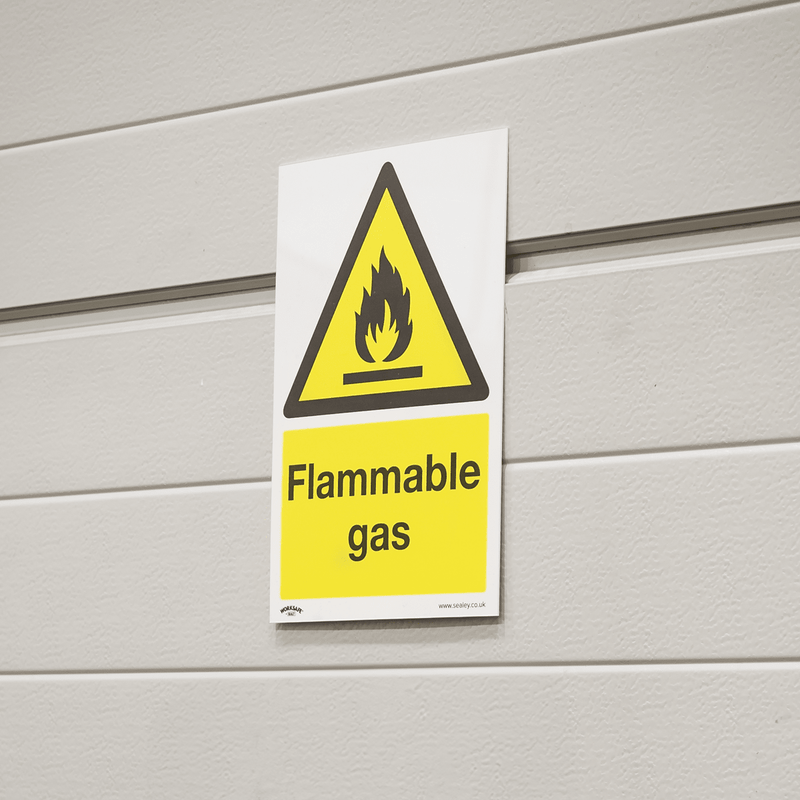 Sealey SS59V1 Worksafe® Flammable Gas Safety Sign - Self-Adhesive Vinyl - SS59V1 - Sealey Tools UK - Trade Counter Direct