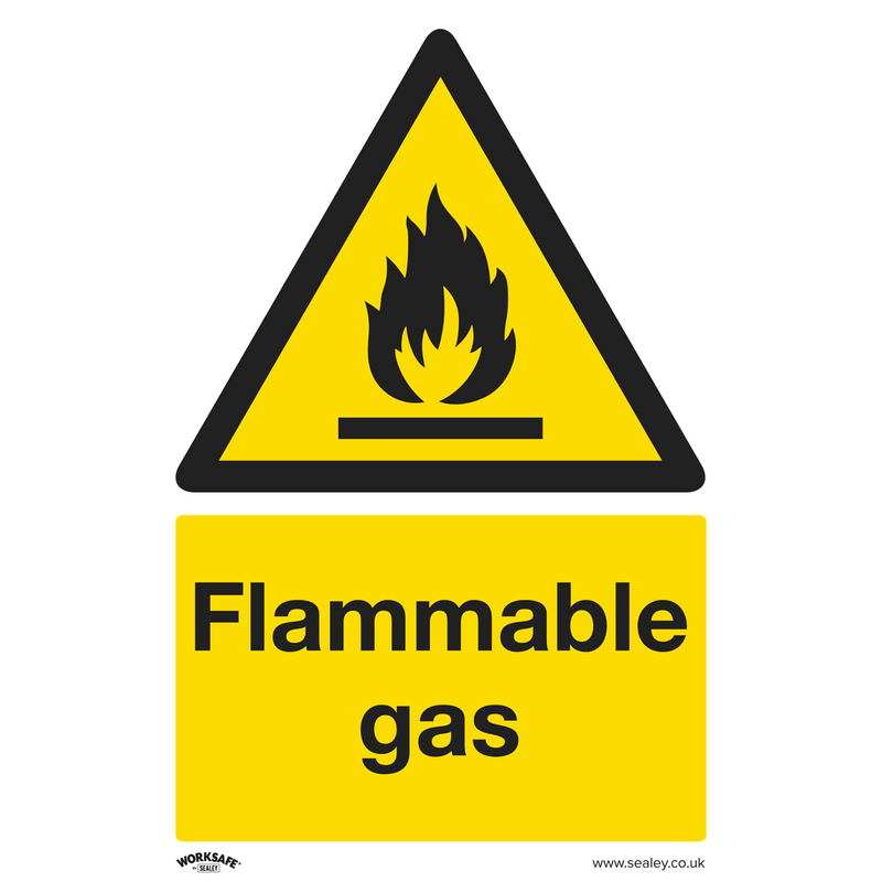 Sealey SS59V1 Worksafe® Flammable Gas Safety Sign - Self-Adhesive Vinyl - SS59V1 - Sealey Tools UK - Trade Counter Direct
